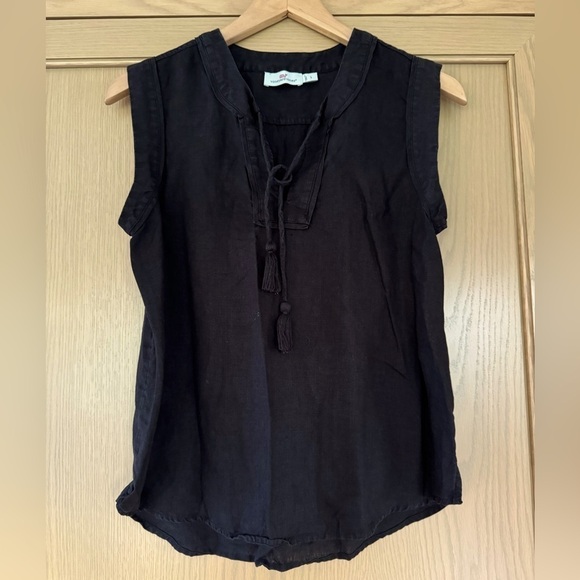Vineyard Vines Linen Pullover Tank Top with Tassle Tie V-Neck / small - Picture 1 of 9